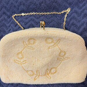 Vintage 1960s Beaded Evening Clutch with chain